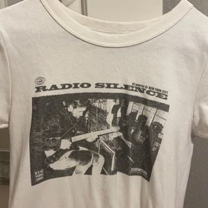 white fitted graphic tee from brandy melville.